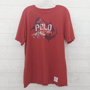 Vintage Polo Ralph Lauren T-Shirt Large Red Shark Alley Tank Diving